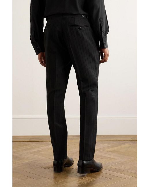 Tom Ford Black Straight-Leg Striped Mohair And Wool-Blend Pants for men