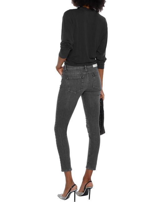 IRO Gray Tober Cropped Low-rise Skinny Jeans