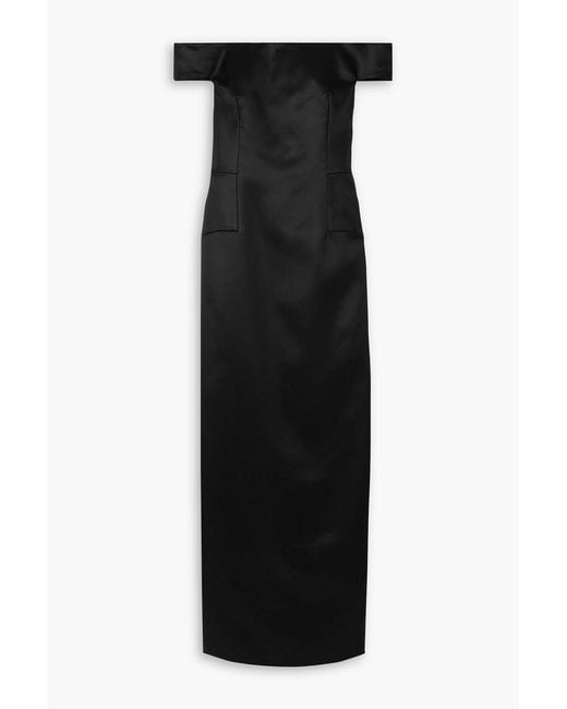 Gabriela Hearst Black Sloane Off-the-shoulder Wool And Silk-blend Maxi Dress