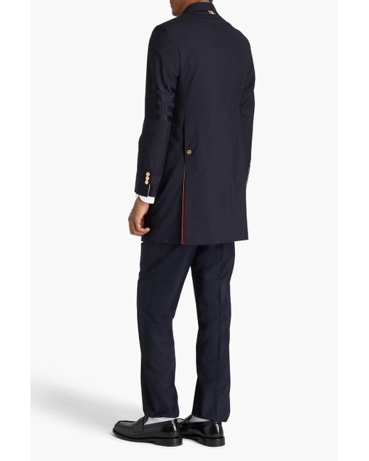Thom Browne Blue Striped Wool Coat for men