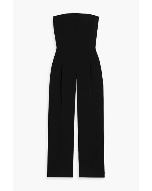 Vince Black Strapless Crepe Wide-Leg Jumpsuit