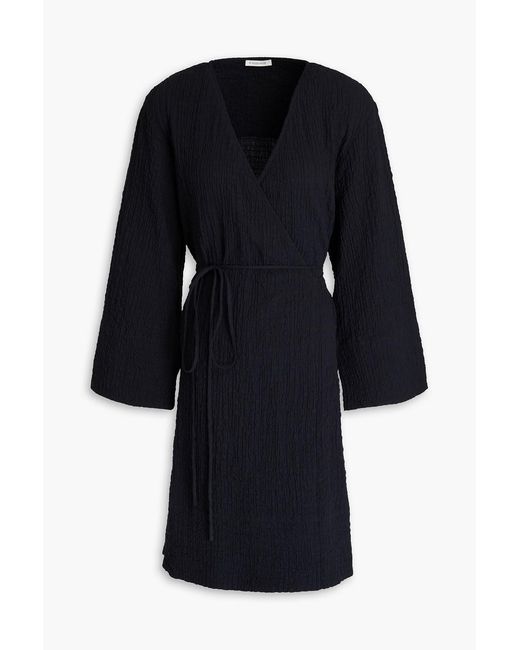 By Malene Birger Black Maunas Cotton-blend Cloqué Wrap Dress