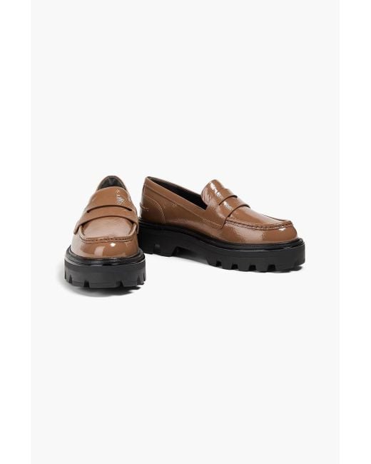 Rag & Bone Brown Quinn Patent-Leather Platform Loafers
