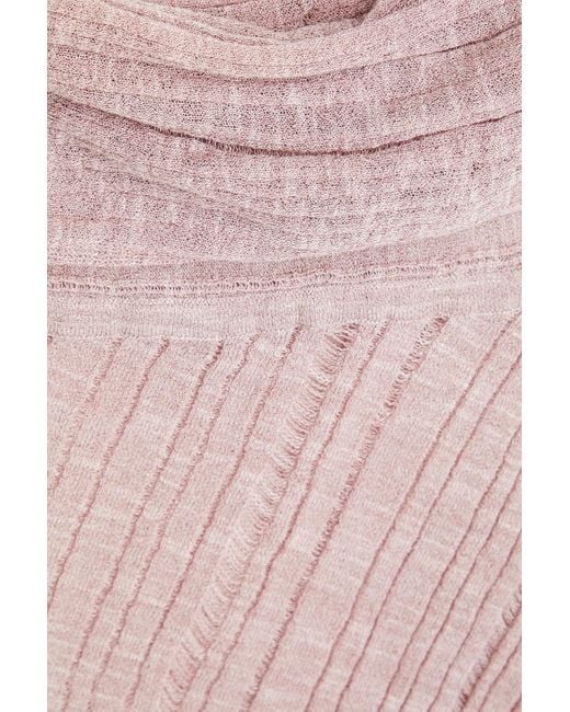 Cult Gaia Pink Off-the-shoulder Ribbed-knit Top