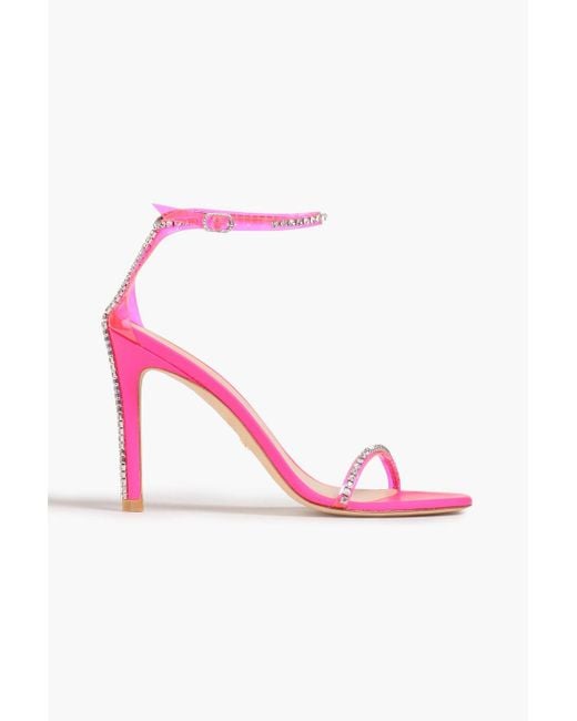 Stuart Weitzman Pink Pvc-trimmed Embellished Leather Sandals