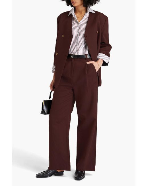 Loulou de Saison Purple Idai Cotton And Linen-blend Twill Wide-leg Pants