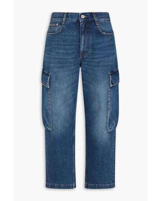 Stella McCartney Blue Cropped High-rise Cargo Jeans