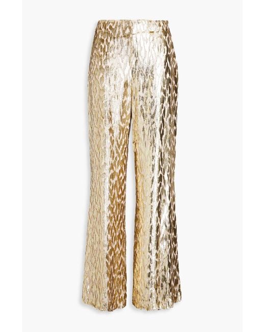 Jonathan Simkhai Natural Shivon Fil Coupé Lurex And Silk-blend Wide-leg Pants