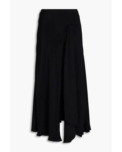 Victoria Beckham Black Knotted Crepe Midi Skirt