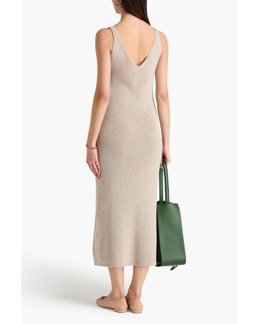 Alex Mill White Ribbed-knit Midi Dress