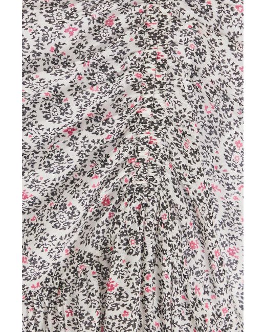 Isabel Marant Gray Marili Floral-print Cotton-voile Mini Shirt Dress
