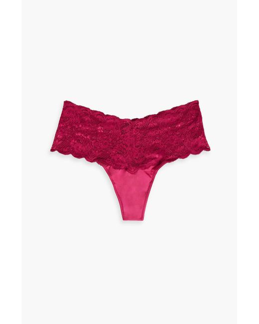 Cosabella Red Comfie Stretch-lace And Satin-jersey Mid-rise Thong