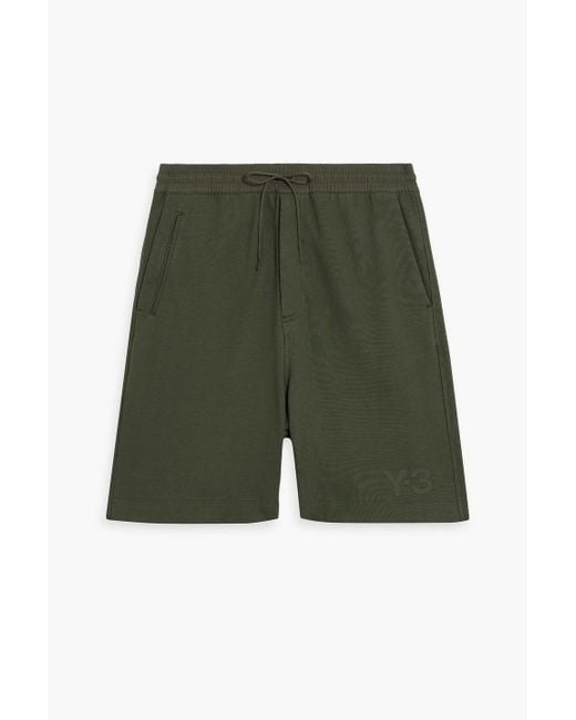 Y-3 Green Logo-print French Cotton-terry Drawstring Shorts for men