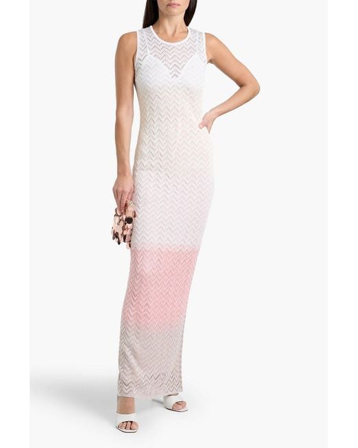 Missoni Pink Space-Dyed Crochet-Knit Maxi Dress