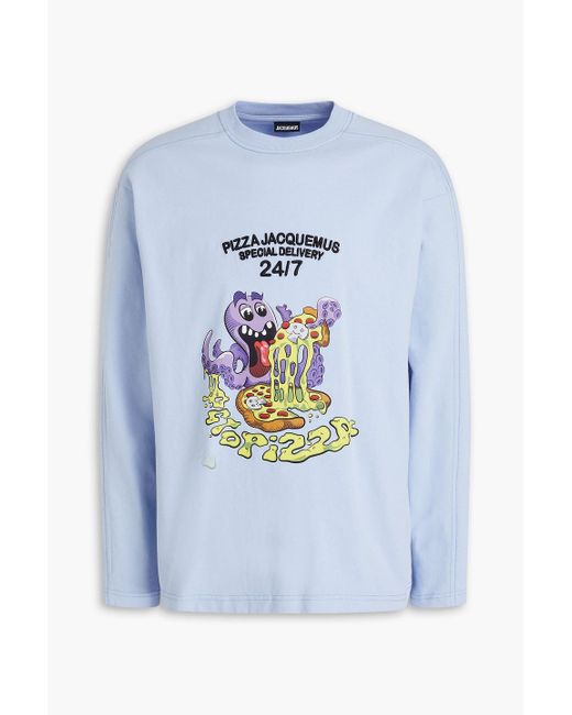 Jacquemus Blue Octopizza Printed Cotton-jersey T-shirt for men