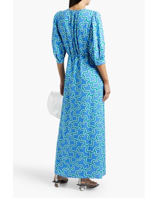 Diane von Furstenberg Blue Drogo Printed Maxi Dress