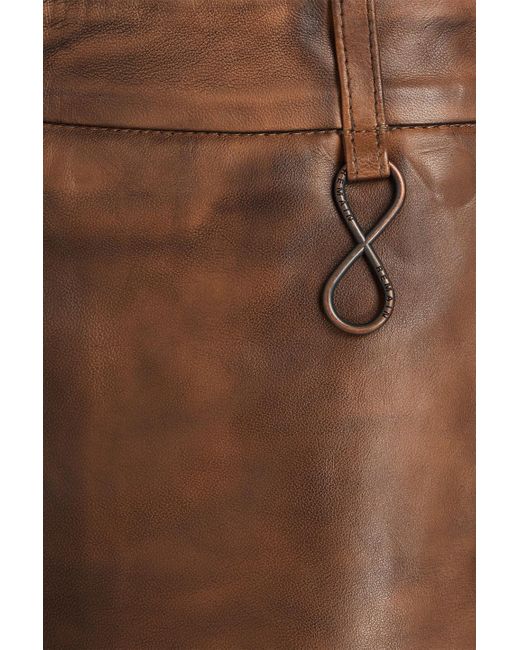 REMAIN Birger Christensen Brown Leather Shorts