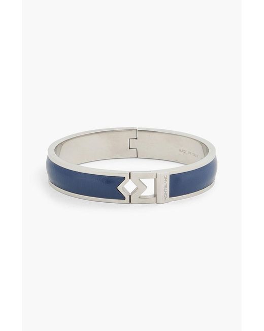 Montblanc Blue Silver-tone Leather Bangle for men