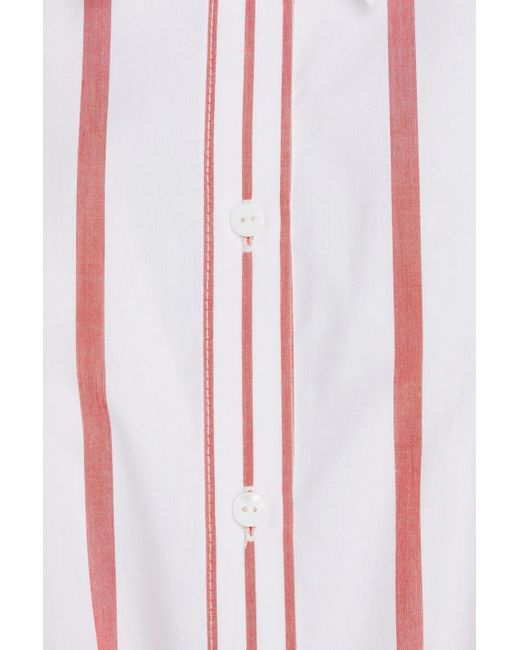 Claudie Pierlot Pink Striped Cotton And Lyocell Blend-poplin Shirt Dress