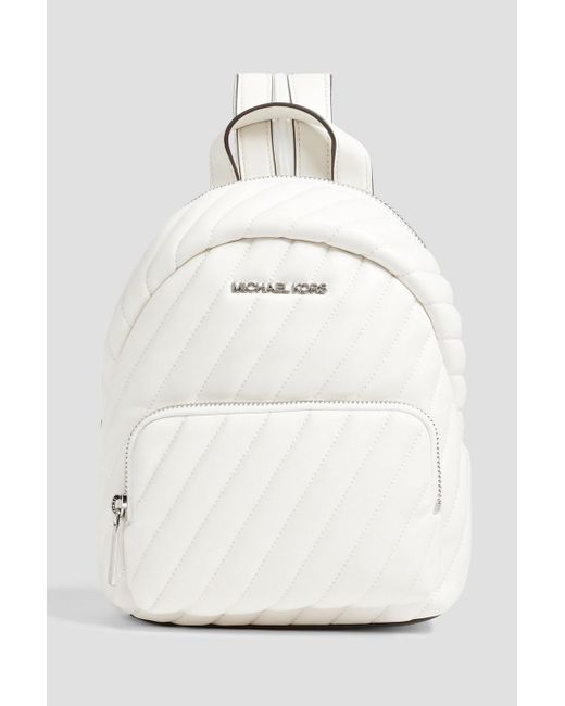 MICHAEL Michael Kors Erin Quilted Faux Leather Backpack in White | Lyst