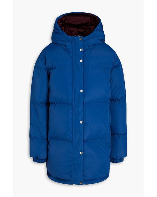 Tory Burch Blue Quilted Shell Hooded Down Jacket