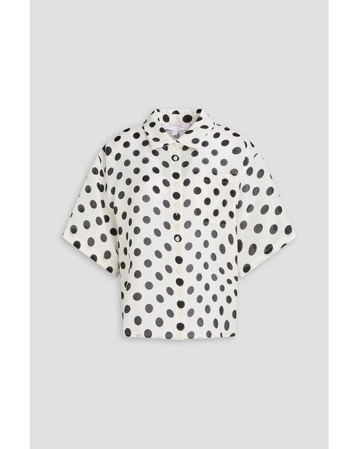 Carolina Herrera White Polka-dot Silk-organza Shirt