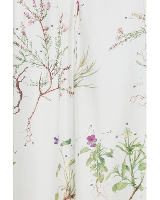 Erdem White Floral-Print Silk-Twill Wide-Leg Pants