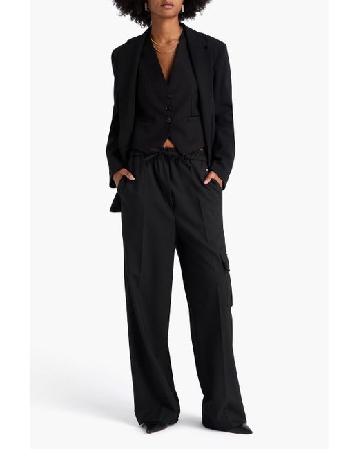 Sandro Black Wool-Blend Cargo Pants