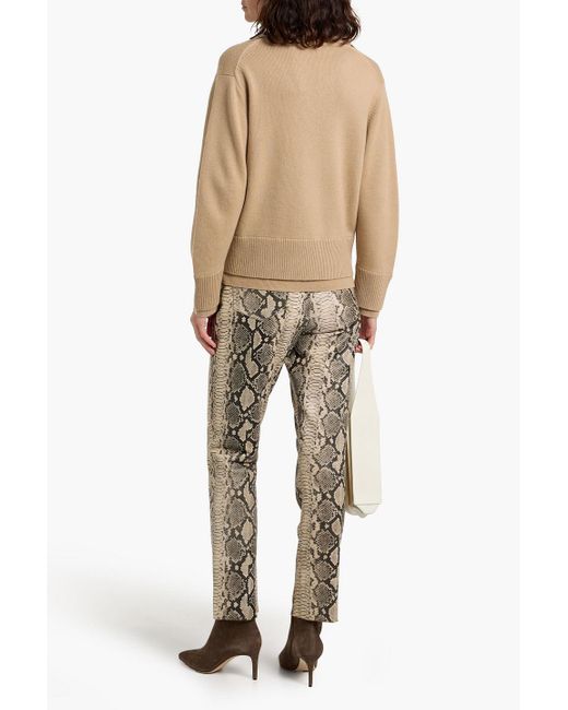 Vince Natural Layered Wool And Cashmere-Blend Polo Sweater