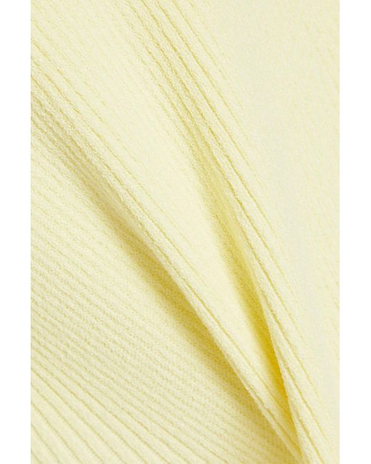 Autumn Cashmere White Off-the-shoulder Ribbed-knit Midi Dress