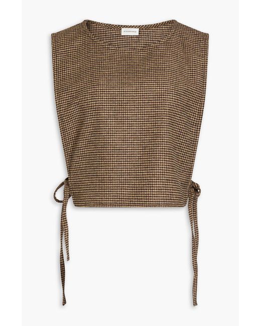 By Malene Birger Brown Rossey Cropped Houndstooth Tweed Top