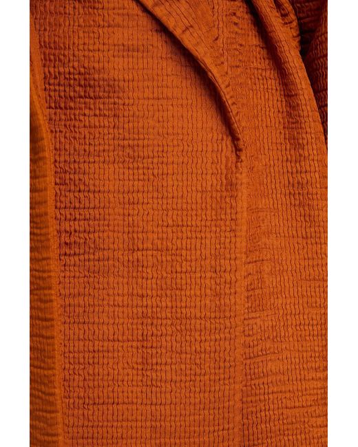 TOVE Orange Belted Ribbed Satin Coat