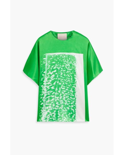 Roksanda Green Versala Printed Silk-Satin Top