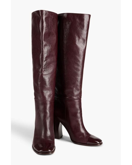 Tory Burch Brown Pebbled-Leather Knee Boots
