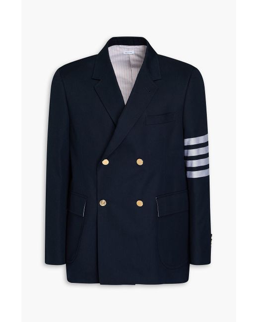 Thom Browne Blue Double-Breasted Striped Cotton-Twill Blazer for men