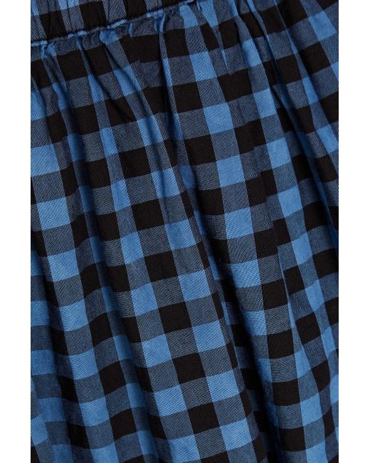 Alex Mill Blue Gathered Gingham Cotton Skirt