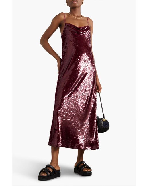 Vince Purple Sequined Voile Midi Dress