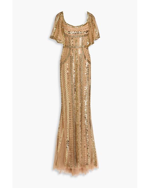Zuhair Murad Natural Embellished Tulle Gown