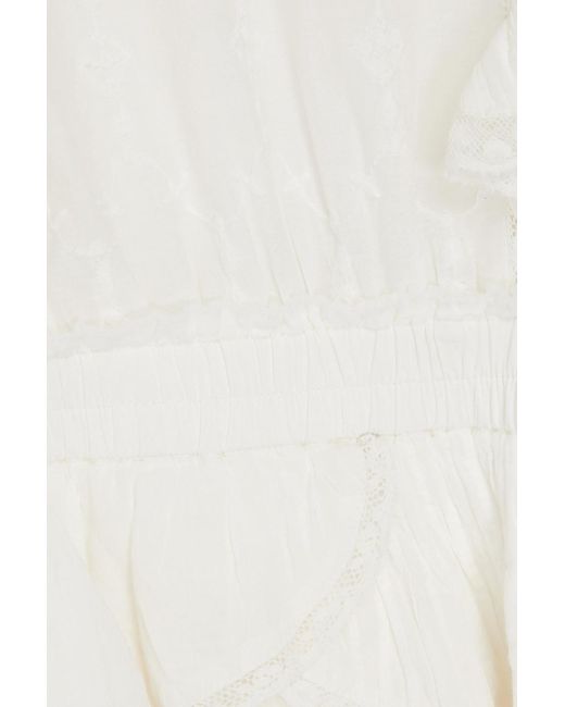LoveShackFancy White Corelli Embroidered Tiered Cotton Mini Dress