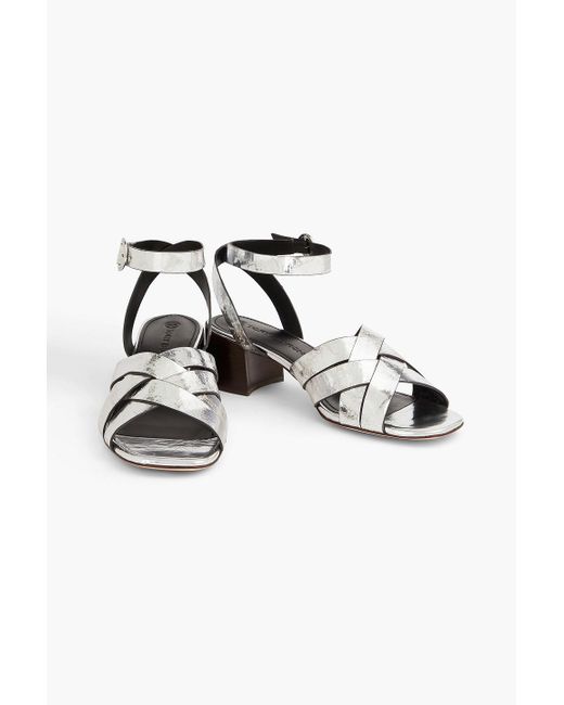 Tory Burch Metallic City Crinkled Leather Sandals