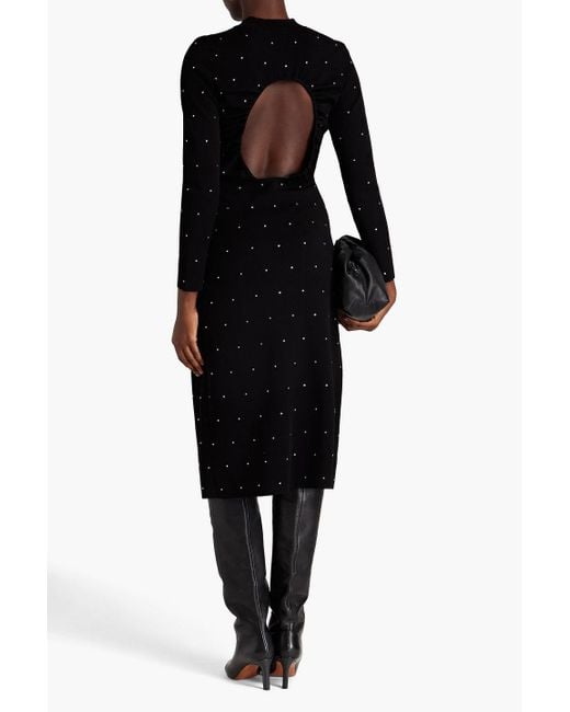 Sandro Black Crystal-embellished Knitted Midi Dress