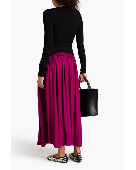 Tory Burch Pink Zweifarbiger maxirock aus crêpe mit raffung