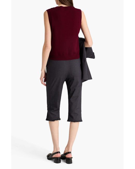 Ganni Blue Pinstriped Twill Capri Pants