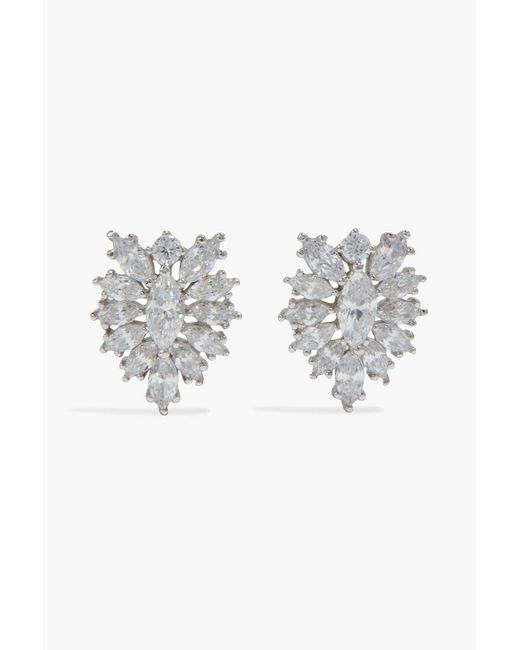 CZ by Kenneth Jay Lane Metallic Rhodium-plated Crystal Earrings