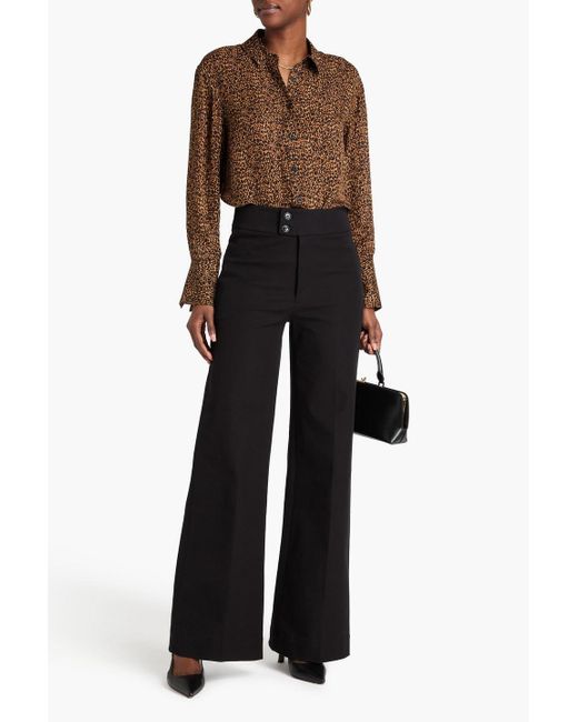 FRAME Black Le Hardy Stretch-cotton Wide-leg Pants