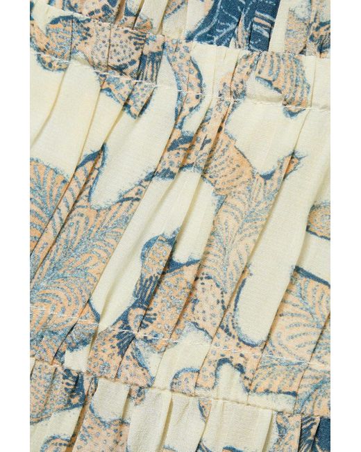 Ulla Johnson White Sefia Tiered Printed Silk-crepe Mini Dress