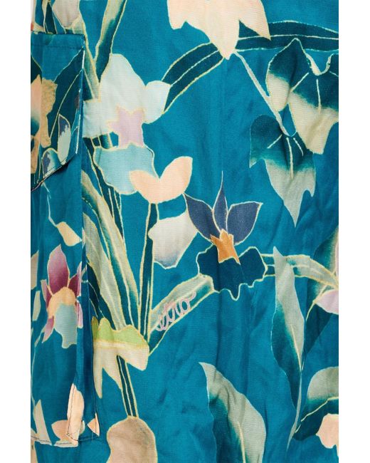 Etro Blue Floral-print Satin Cargo Shorts for men