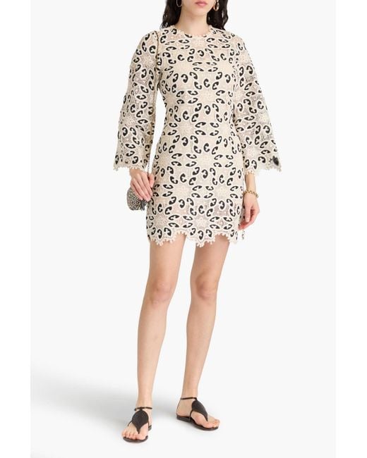 Zimmermann White Scalloped Cotton-Blend Guipure Lace Mini Dress