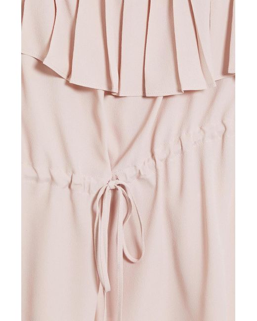 RED Valentino Pink Asymmetric Ruffled Crepe Top