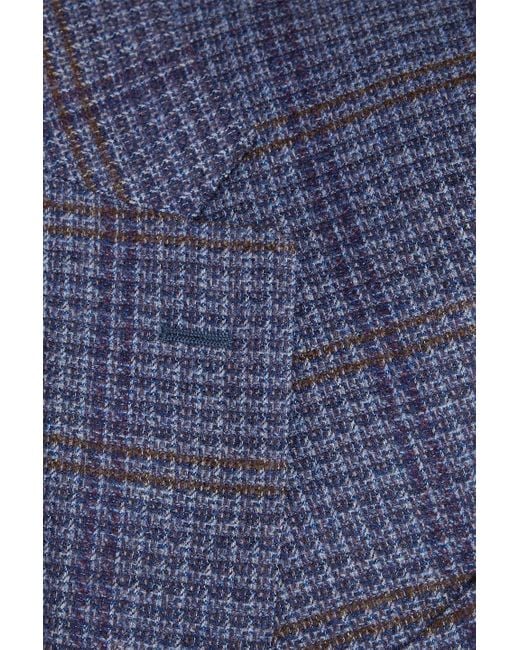 Canali Blue Checked Wool And Cashmere-blend Blazer for men